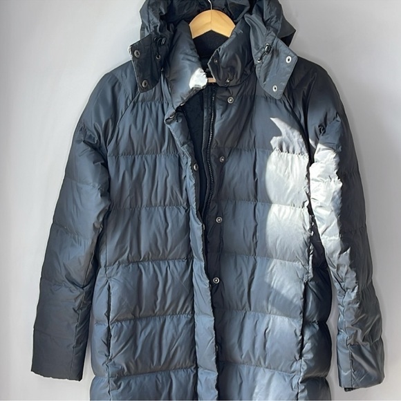 Gap Puffer Hooded Coat Knee Length Down Feather Black Size Medium - Picture 4 of 13